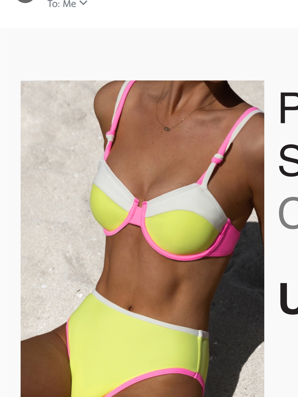Neon Yellow & Pink Colorblock High Waister Bikini - Size M